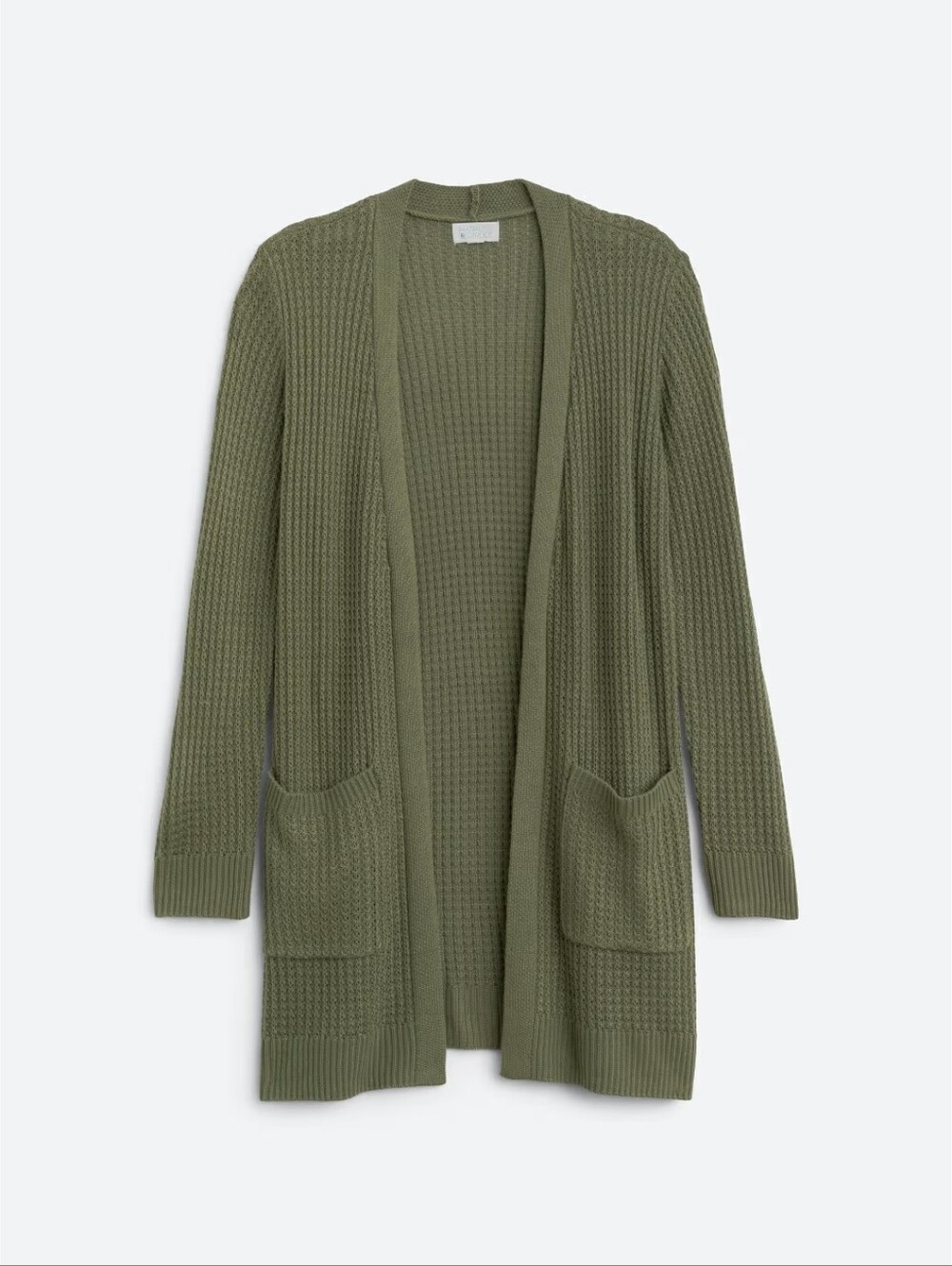 Olive Open-Front Knit Cardigan Sweater